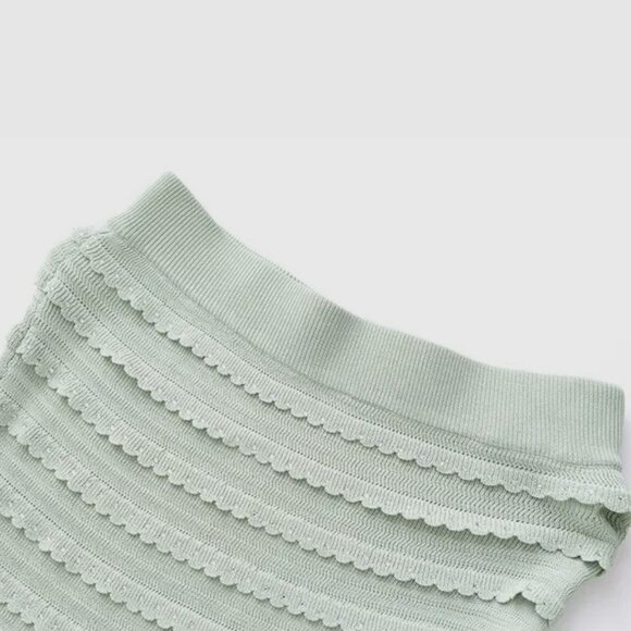 Women Ribbed Knit Two-Piece Set Round Neck Cardigan-Midi Skirt Mint Green Size M - Picture 14 of 17